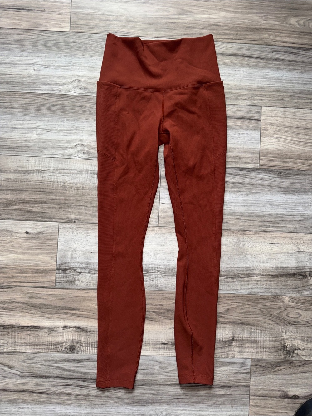 High-Waist Seam-Detail Leggings - Rust